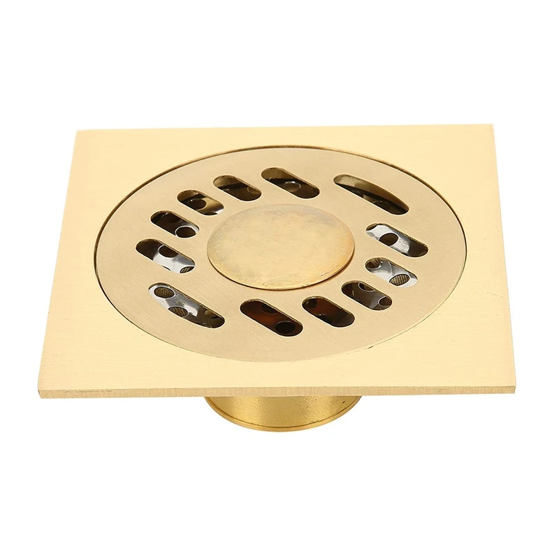 

Brass Square Floor Drain Shower Bathroom Sink Drain 4X4 Inch Anti-Odor Copper Floor Drain For Kitchen Toilet Household