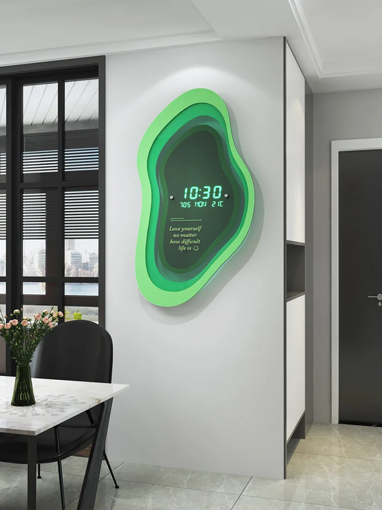 

Light luxury electronic clock wall-mounted digital clock simple modern wall clock living room home fashion perpetual calendar