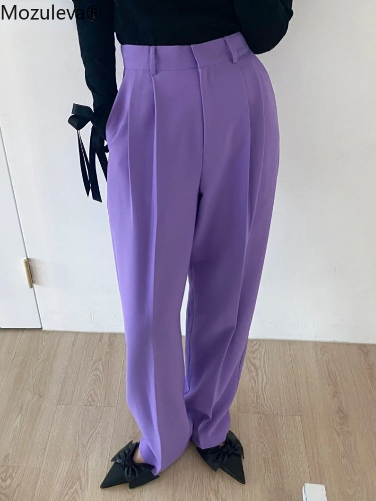 

Брюки женские свободного покроя в пол, с высокой талией и карманами