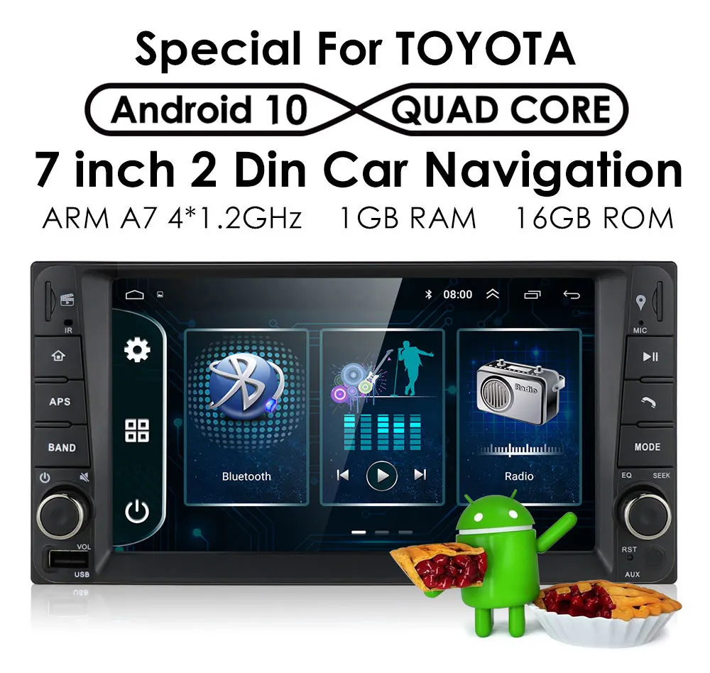 Автомобильный мультимедийный плеер 4-ядерный на Android с GPS для Toyota YARIS Hilux Camry RAV4 Corolla