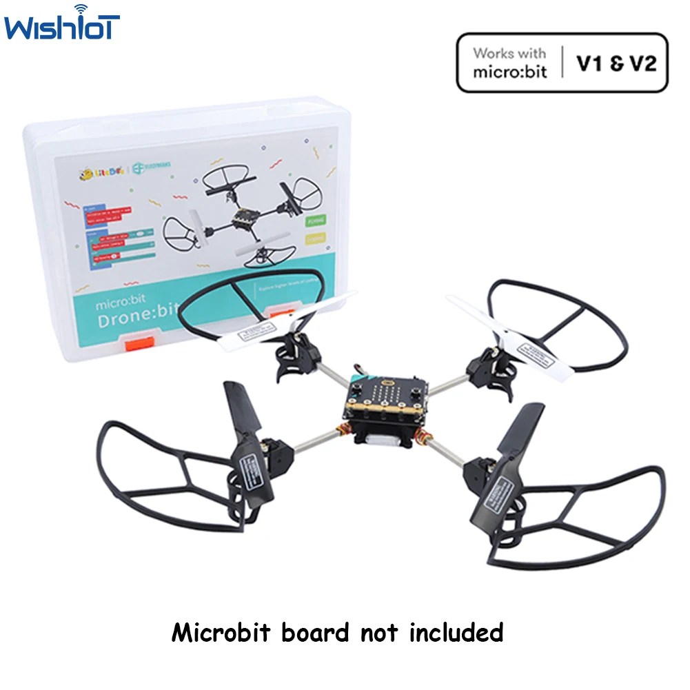 ELECFREAKS Micro:bit Drone:bit Kit 120° Guards Propeller Built-in TOF+Optical Flow Sensor to Hover Locate Kids Class Education