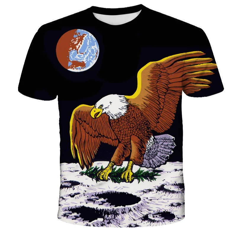 

Soaring Eagle 3D Print Men's T Shirt O Neck Short Sleeve Animal Funny Graphic Streetwear Summer Loose Male Oversized Tops Tees