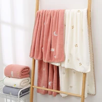 bath towel female coral fleece thickened adult absorbent household cotton beach towel high end bath towel full of embroidery