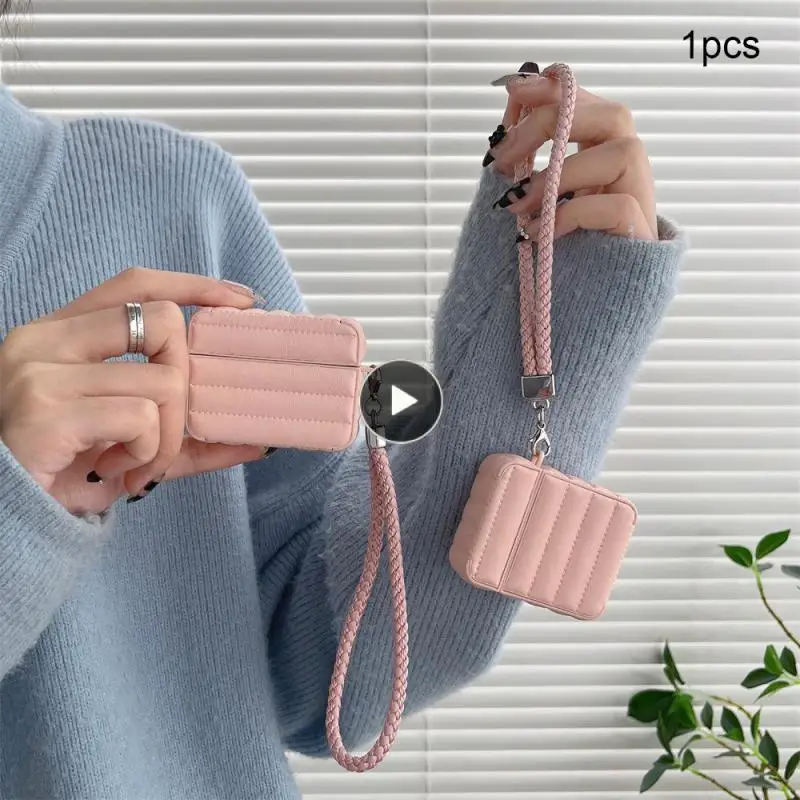 

Earphone Delicate Soft Leather Beautiful Portable Protective Case Lanyard Accessories Down Simple Fashion Durable