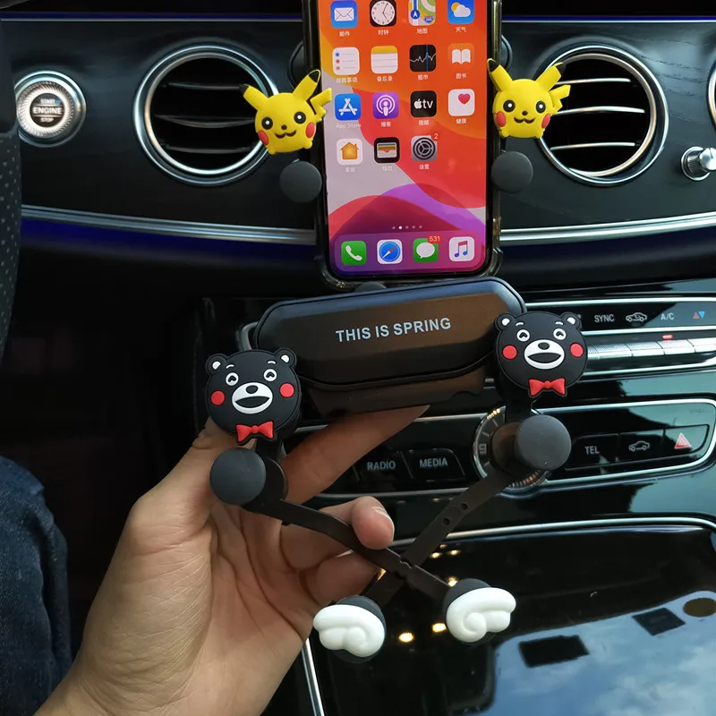 

Универсальный автомобильный держатель для телефона Kawaii Pikachu, мультяшный Автомобильный держатель для вентиляционной решетки, портативный а...