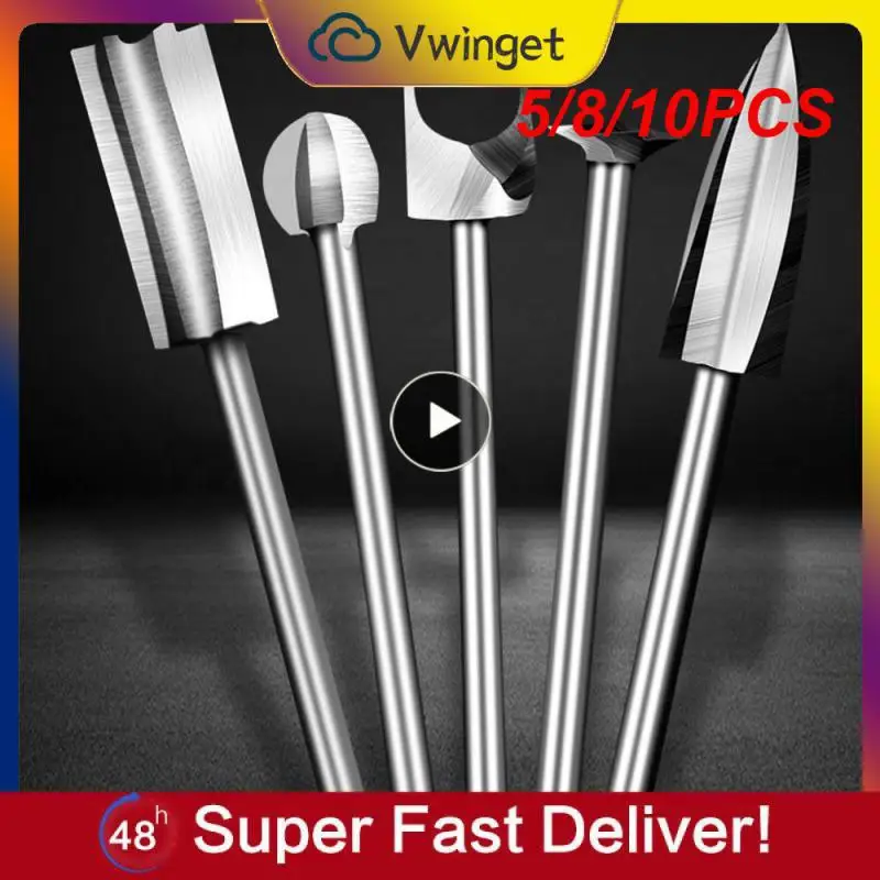 

5/8/10PCS Woodworking Carving High-Speed Steel Drill Bits Wood Grinding Engraving Milling Cutter Tools Professional Hand Tool