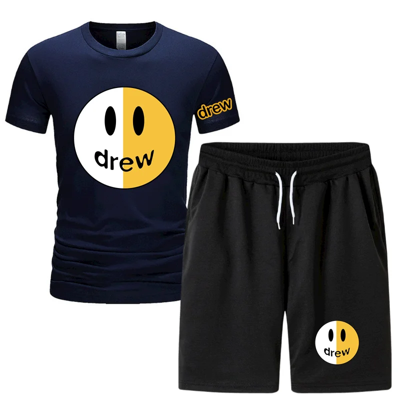 

Tracksuit Men T shirts Sets Male Sweatshirt Pants Summer Men's Cropped T Shirt Shorts Casual Suits Sportswear Mens Clothing