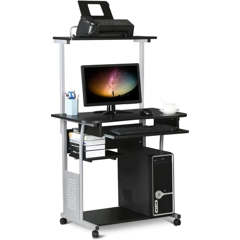 Компьютерный стол с подставкой для клавиатуры и полкой принтера 3 уровня