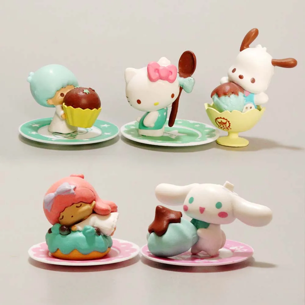 

Kawaii Sanrio Anime Figure Kitty My Melody Cinnamoroll Doll Action Figures Japanese Figurines PVC Collectible Gifts for Children
