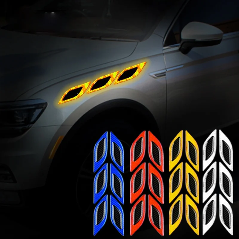 

Stickers for Car 6Pcs/Set Car Reflective Strips Carbon Fiber Car Sticker Truck Auto Motor Anti-Scratch Safety Warning Sticker Ca