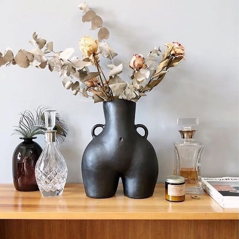 

Room Decoration Big Butt Flower Vase Abstract Human Body Vase Arts Flower Pot Modern Home Decoration Ceramic Vase for Flowers