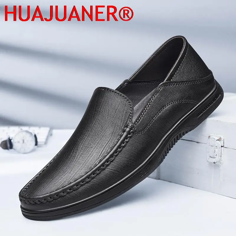 

Men Genuine Leather Shoes High Quality Casual Shoes Man Designer Shoes Zapatos De Hombre Slip-On Luxury Loafers Brand Male Shoes