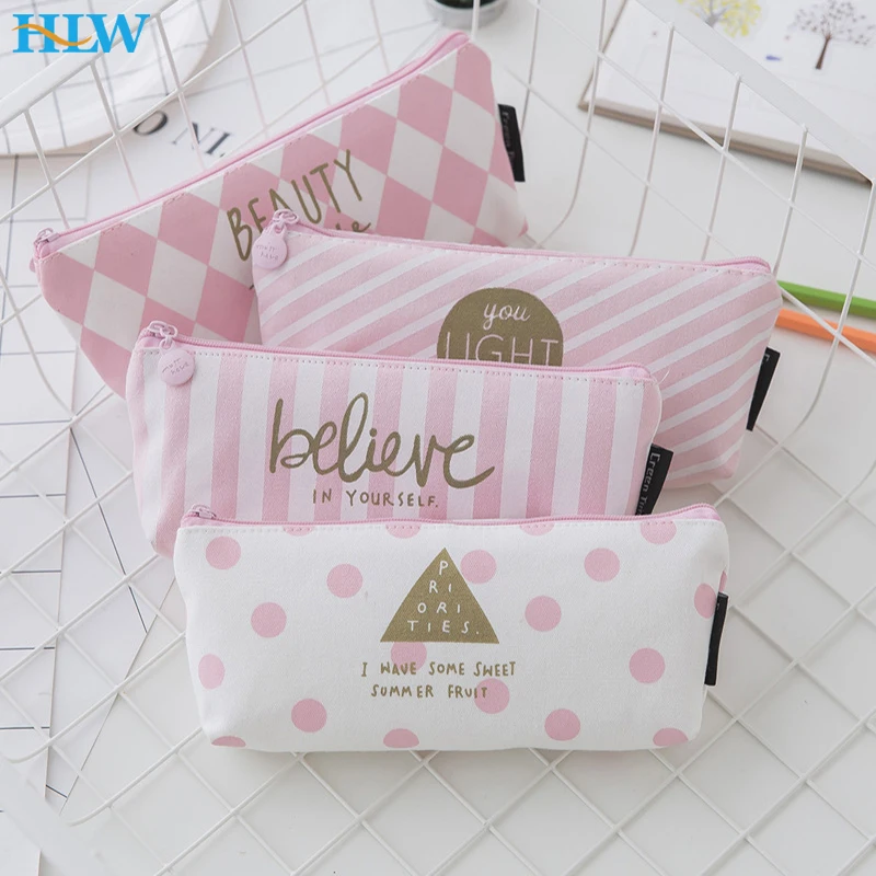 

Cute Pink Pencil Pouch Pen Bag for Girls Kawaii Stationery Large Capacity Pencil Case Pen Box Cosmetic Pouch Storage Bag