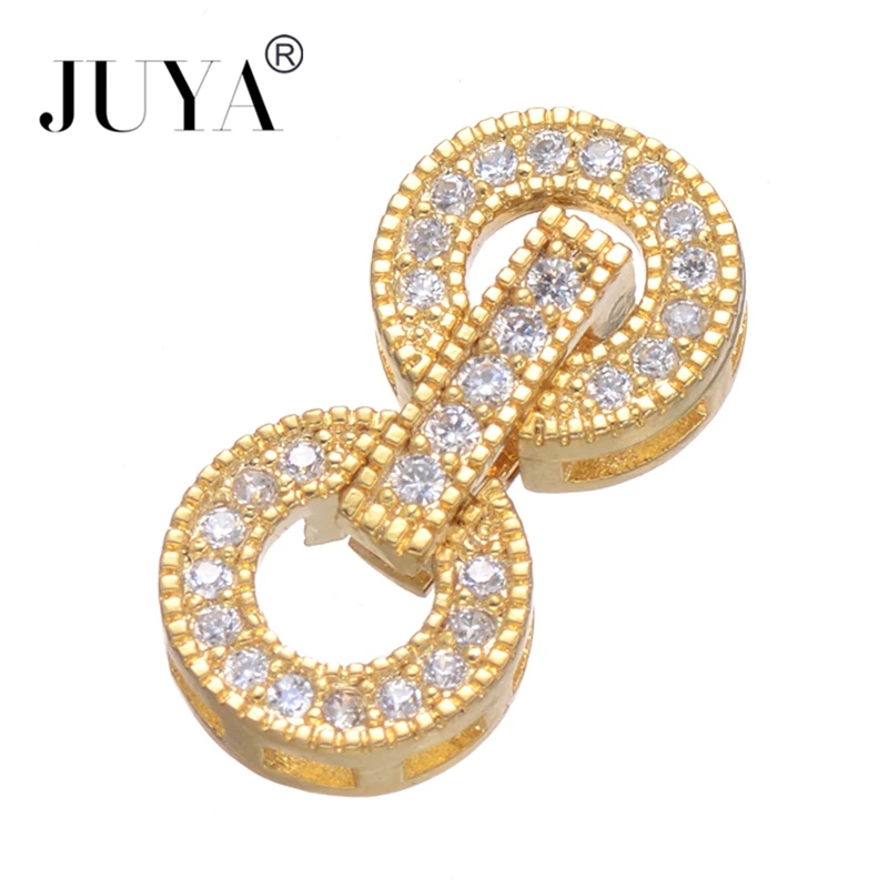 5 Pcs/Lot Fastener Clasps Hooks for DIY Handmade Jewelry Findings Cubic Zirconia Charm Connectors for Bracelet Making Components