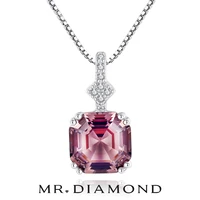 925silver women box necklace mo mulberry diamond inlay square zircon pendant fashion popular engagement friend party jewelrygift