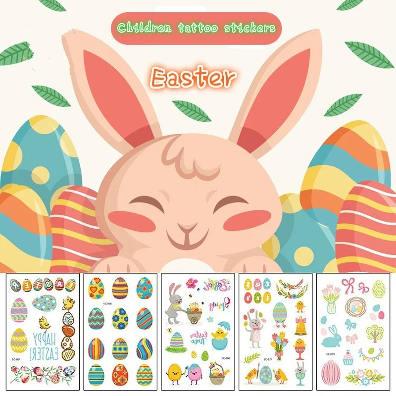 

1 Pc Easter Fake Tattoo Child Sticker Bunny Cartoon Fun Temporary Tattoo Sticker Body Face Tattoo Decor for Kids Party New