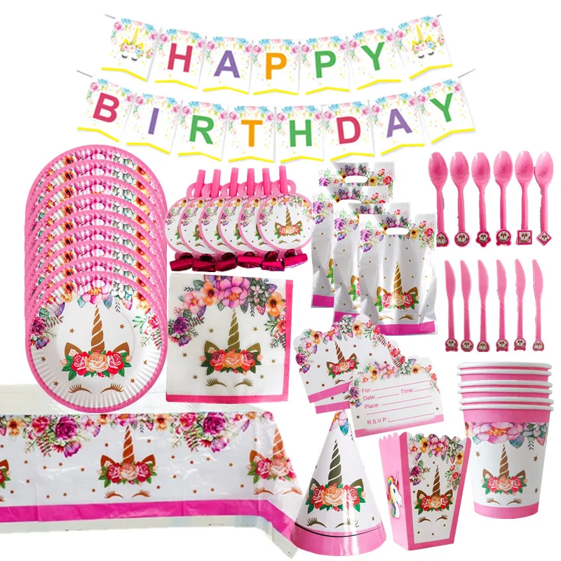 

Одноразовая посуда в виде единорога, принадлежности для вечерние, бумажная тарелка, детский праздник, украшение для вечеринки в честь Дня Р...