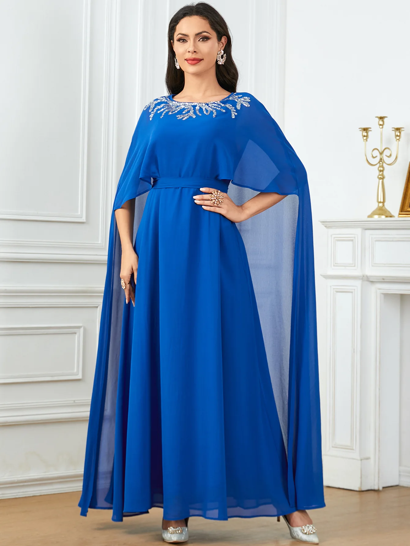 Женское платье с вышивкой Элегантное повседневное рукавами-фонариками