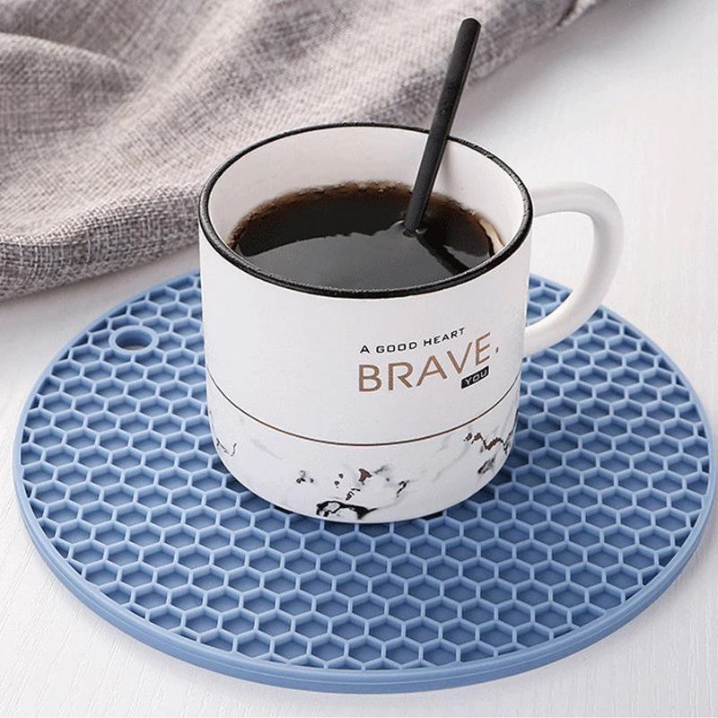 Silicone Mat Coaster Food Grade Material Placemat Non-slip Table Kitchen Accessories Gadgets Round Cup |