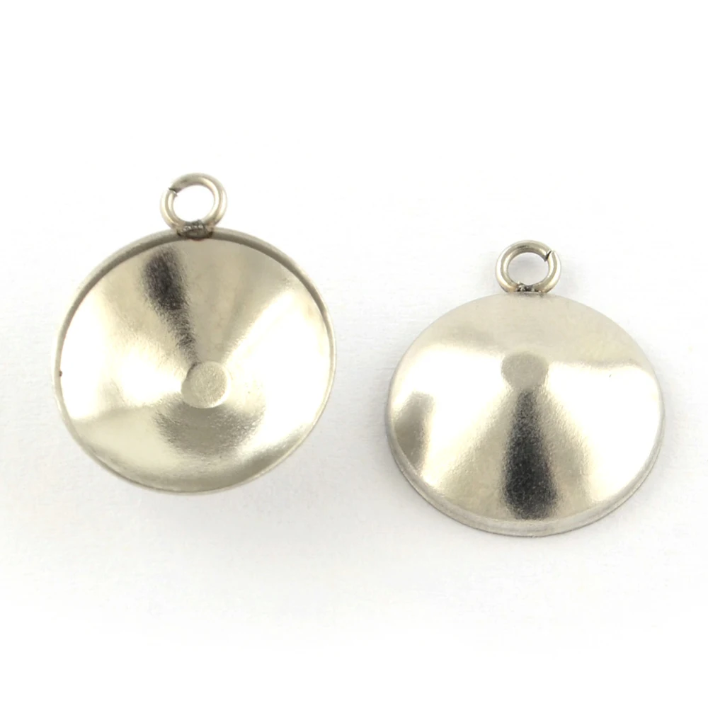 

20PC Hypoallergenic Pendant Rhinestone Settings Stainless Steel Charms for DIY Jewelry Making Stainless Steel Color
