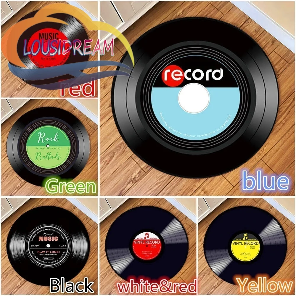 

Retro fashion personalized music vinyl record round carpet 3D living room floor mat bedroom basket chair Floor Mat Carpet