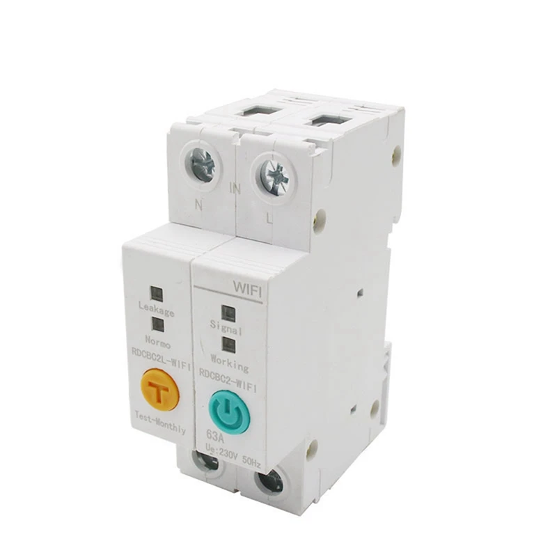 2P 63A WIFI Circuit Breaker Smart Time Timer Switch Relay Voltmeter Current Leakage Protection