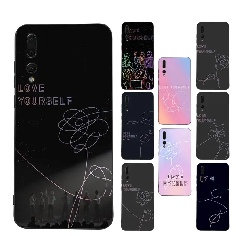 

Love yourself Flower Kpop Phone Case Soft Silicone Case For Huawei p 30lite p30 20pro p40lite P30 Capa