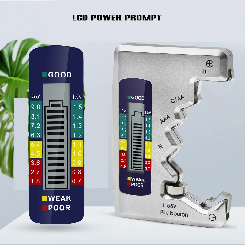 

Battery Tester Digital Display Battery Power Detector AA / AAA 9V Battery Power Testing Checkout Measurement 1pc Home