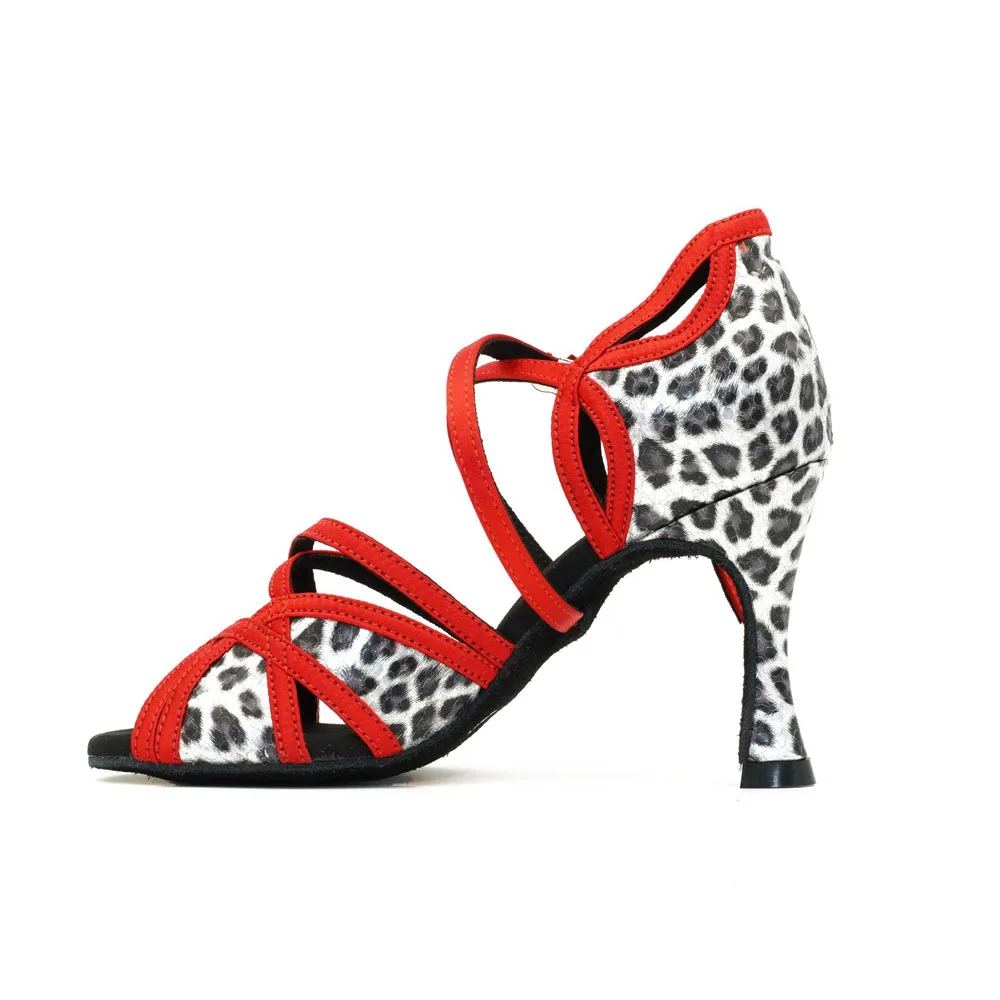 

Leopard Grain Latin Dance Shoes Women 2023 Summer Indoor Sandals Tango Modern Soft Bottom Jazz High Heel Party Hollow Out Shoe