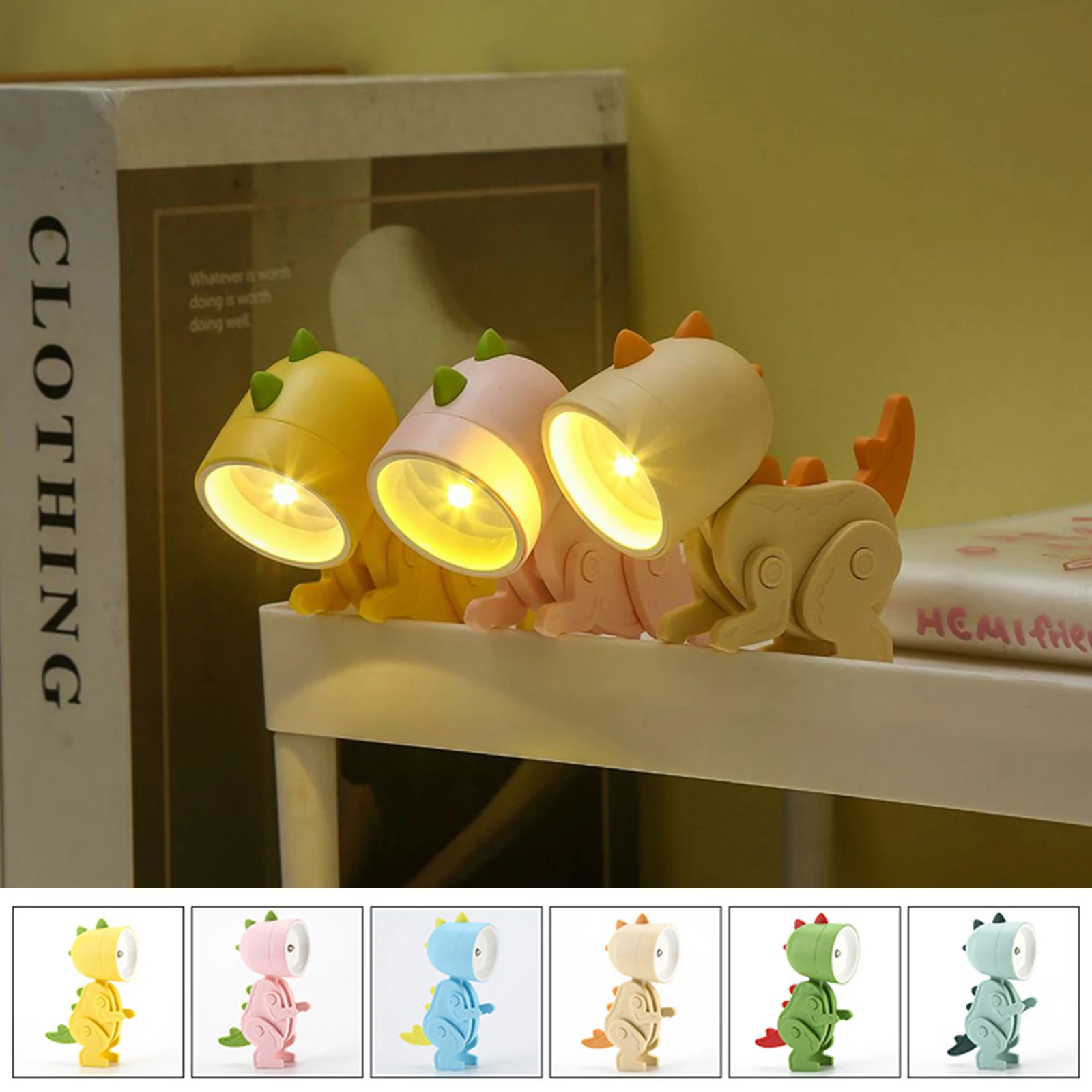 

Милый складной ночник для домашних животных, настольное украшение, мультяшный динозавр, мини светодиодная настольная лампа, светсветильни...