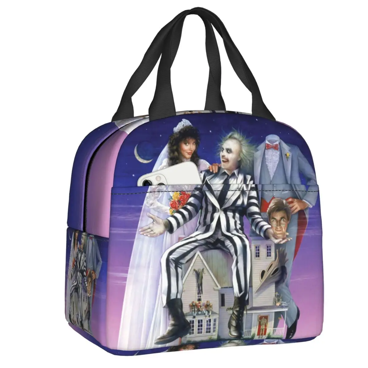 Фото Термоизолированная сумка для ланча Тим Бертон из ужасной пленки от Beetlejuice, Женская многоразовая сумка для ланча для кемпинга и путешествий, женская сумка №1