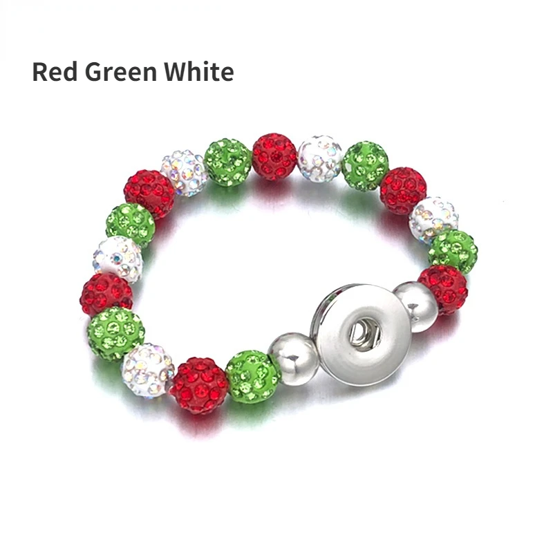 Elastic Candy Colors Expandable Stretch Crystal Beads Bracelet 18mm Snap Button Interchangeable Jewelry Bangle Bracelets