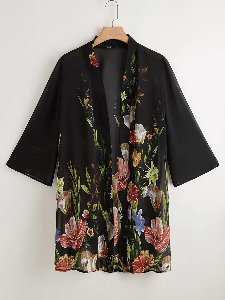 

TOLEEN Clearance Price Fashion Women Large Plus Size Floral Coat 2022 Summer Long Casual Elegant Evening Party Festival Clothing
