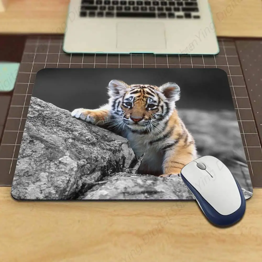 Противоскользящий резиновый коврик для мыши с милым тигром подходит компьютеров