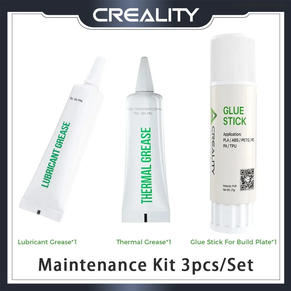 

Оригинальный набор для обслуживания Creality, 3 шт./набор, клеевой карандаш для строительной пластины, термопаста, смазка, Нетоксичная и экологически чистая