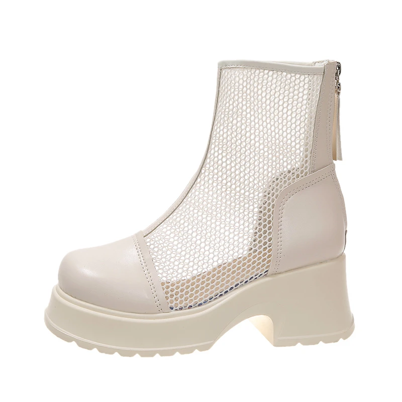 

Comfortable Mesh Breathable Woman Fashion Boots Summer 2023 Decoration Square Heel Women's Boots Ladies Modern Boots