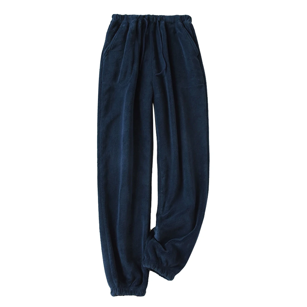 Sleepwear Men Pajamas Pants Comfort Drawstring Fleece Homewear Pocket Sleep Soft Stretchy Thicken Winter Comfort