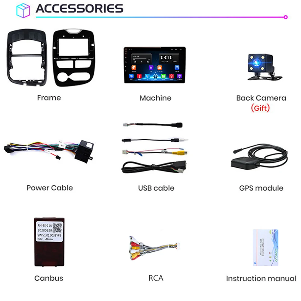 Автомагнитола 2DIN на Android 10 с GPS для RENAULT Clio 3 4 2012-2016 мультимедийный проигрыватель 1