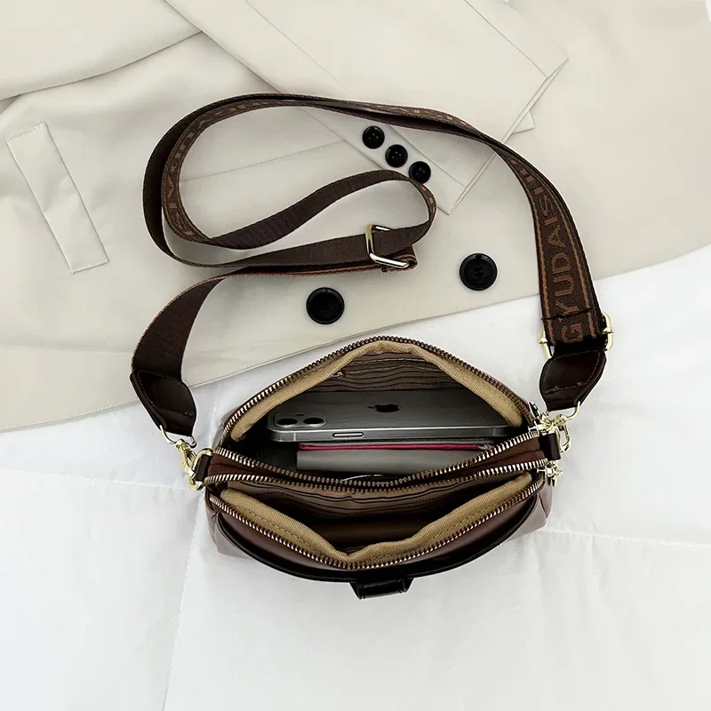 Кожаные сумки через плечо на молнии новые модные Женский вместительный кошелек и