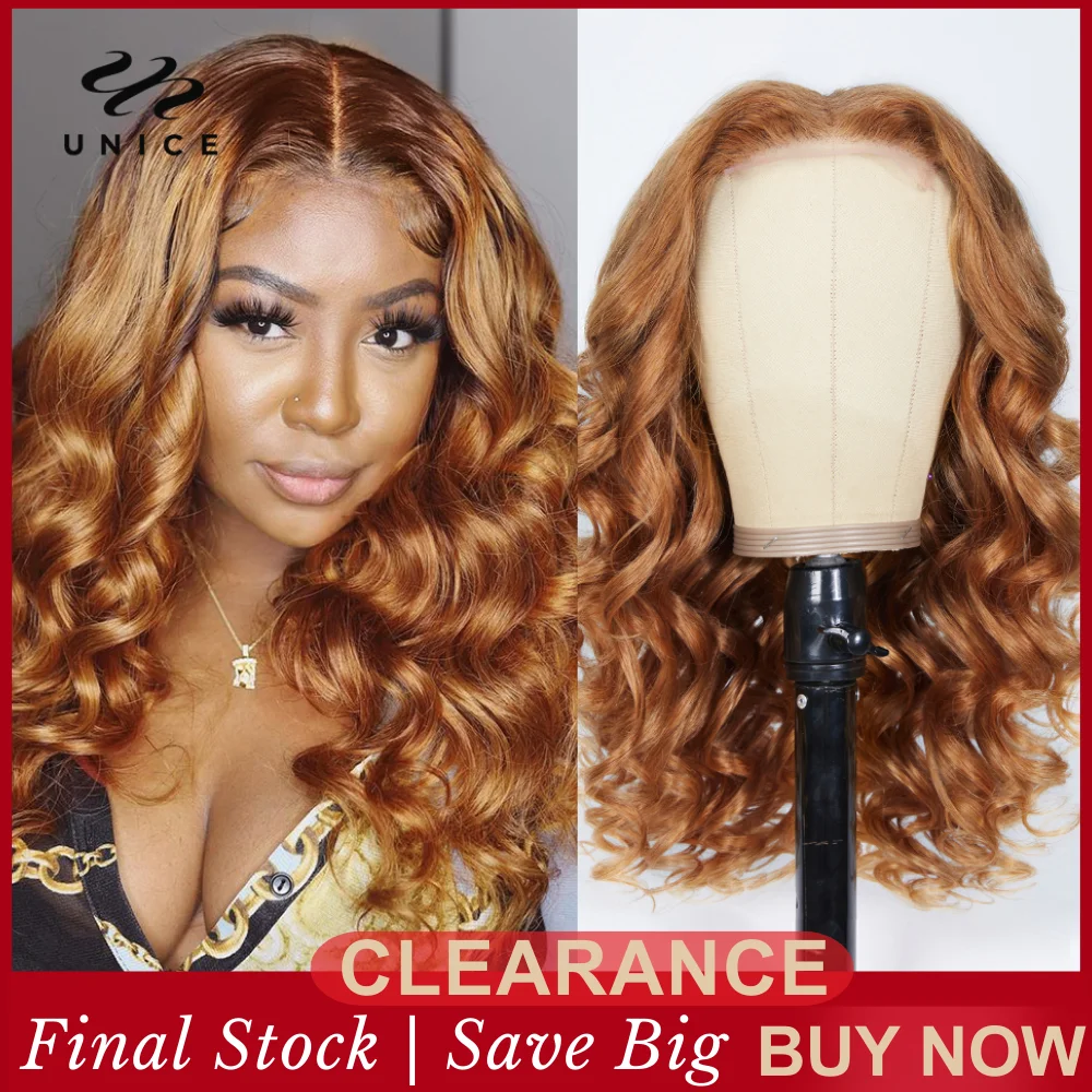 

UNice Hair Ginger Brown Body Wave Wig Brazilian Hair Wigs for Women T Part Lace Wig Human Hair Fall Color Lace Wigs 14-24inch