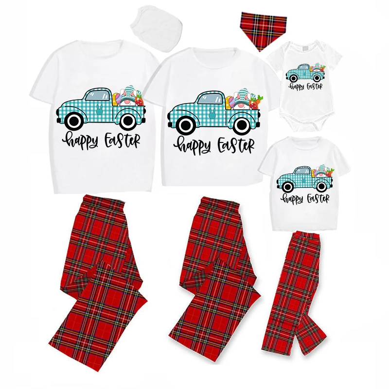 

Easter Family Matching Pajamas Exclusive Design Happy Easter Gnomies Car Gray Pajamas Set