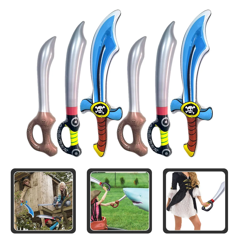 

6 Pcs The Inflatables Swords Inflates Toys Kids Role Play Stage Cosplay Prop Plaything Simulation Pirate Funny Child