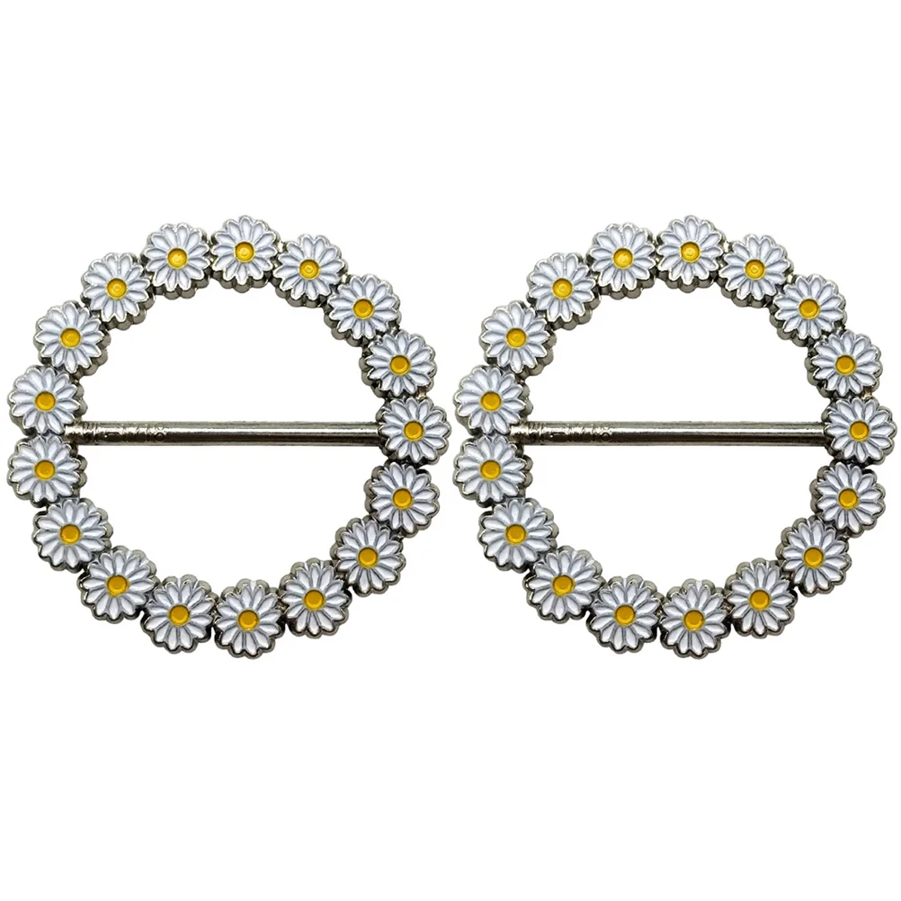 

2pcs Scarf Rings Simple Silk Scarf Buckle Alloy Brooch Pin Waist Button