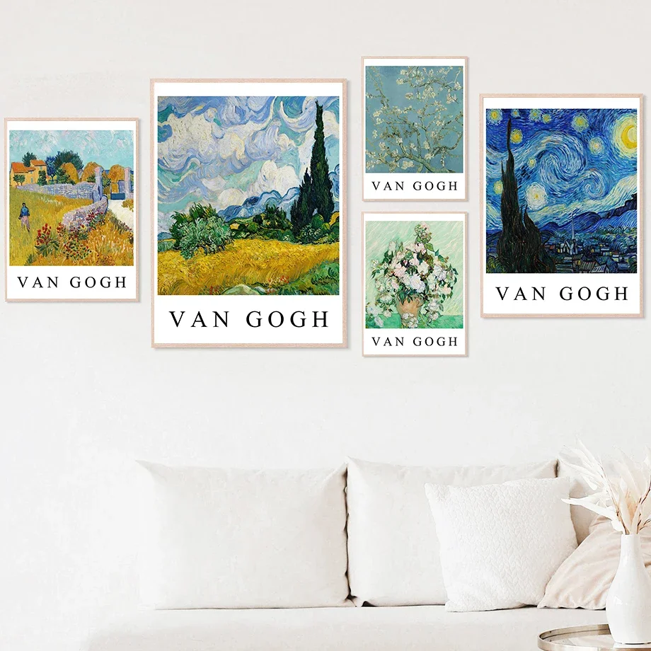 Винтажные постеры и принты Ван Гога с изображением подсолнуха фруктов пшеницы