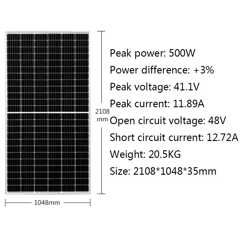 Solar Panel 500W 3000W 5000W 5KW Split Half Cut Cell MBB Solar Charger Battery Off On Grid System Caravan Car Camping Boat