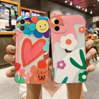 lovely flowers smiley face soft phone case for iphone 13 pro max 12 mini 11 tpu cover for iphone xr xs max x se 2 7 plus 8 6s 6
