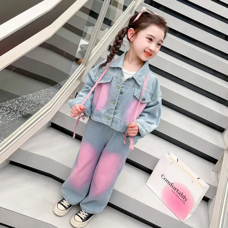 baby girl's garnitur dziewczęcy strój wiosenny 2024 новый стиль шикарная джинсовая мода комфортная