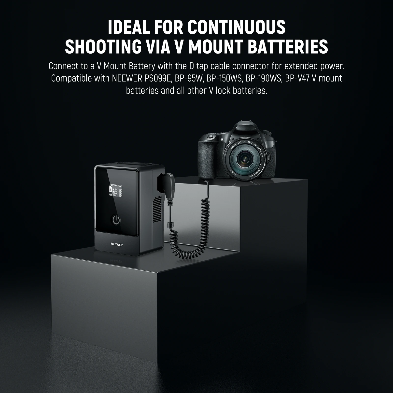 Аккумуляторная батарея NEEWER с кабелем для V-образного крепления стабильный