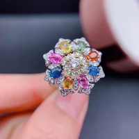foydjew new rainbow rhinestone rings womens luxury micro inlaid zircon colorful simulation tourmaline open adjustable ring