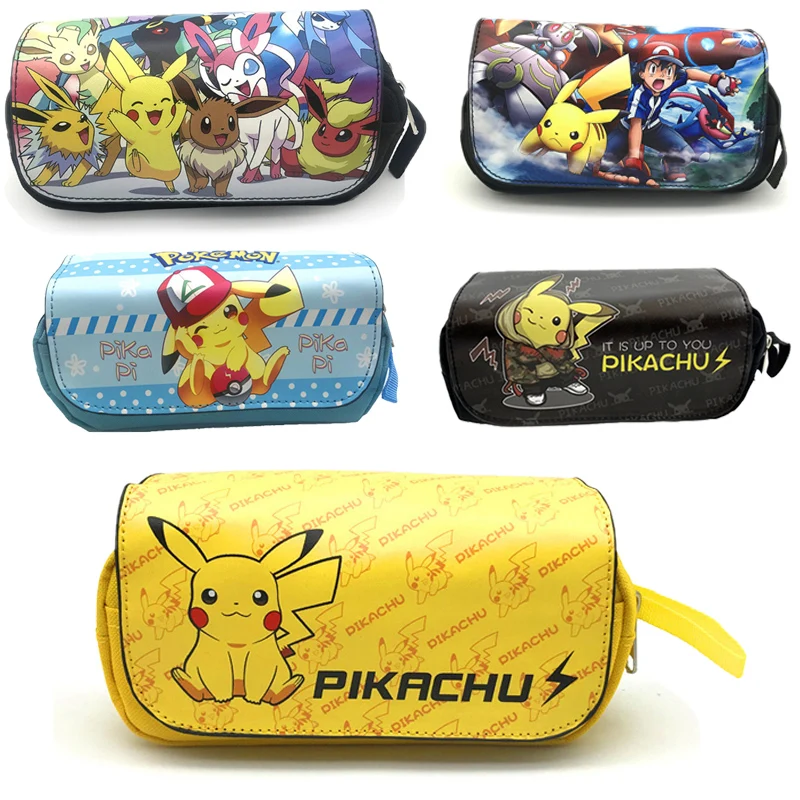 

Pikachu Large-capacity Flip-top Pencil Case Primary and Secondary School Stationery Box Pokemon Double-layer Cartoon Pencil Case